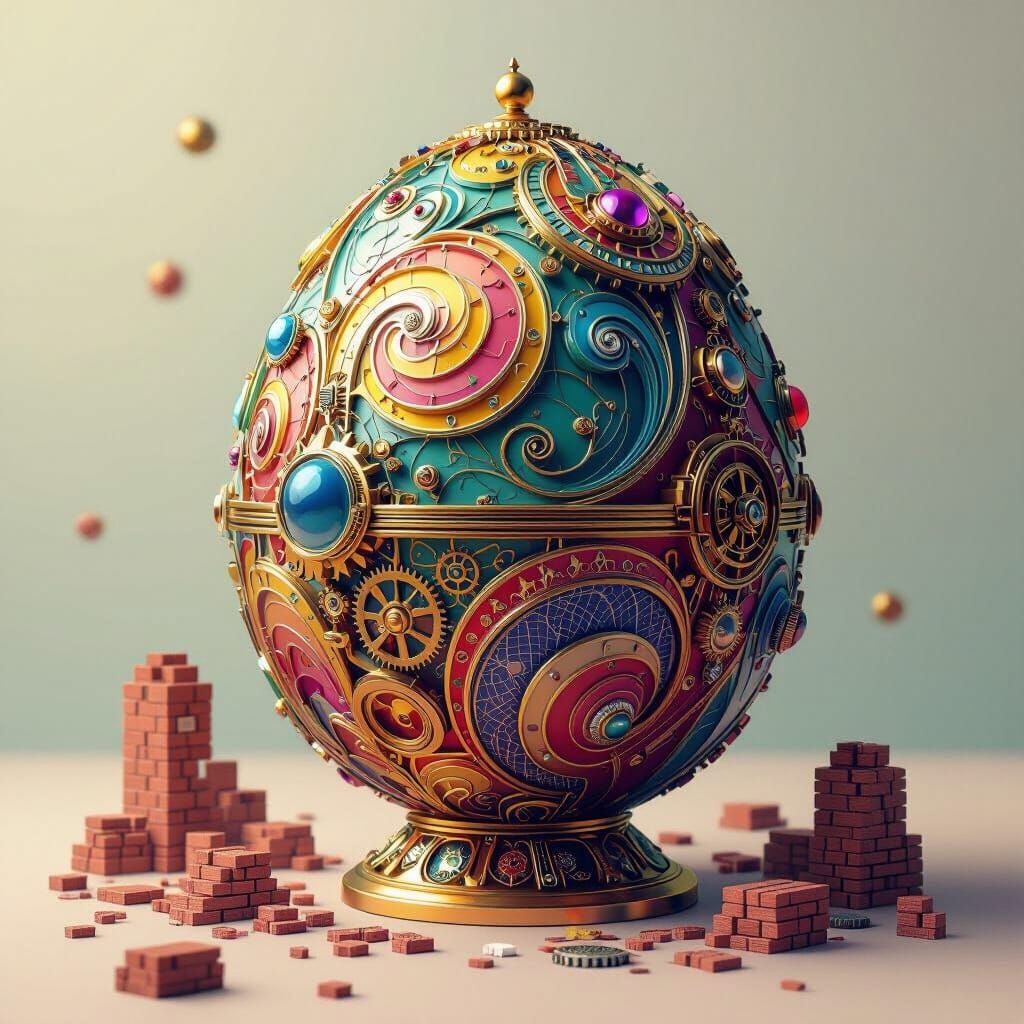 Abstract Faberge Egg with Intricate Dreamlike Design