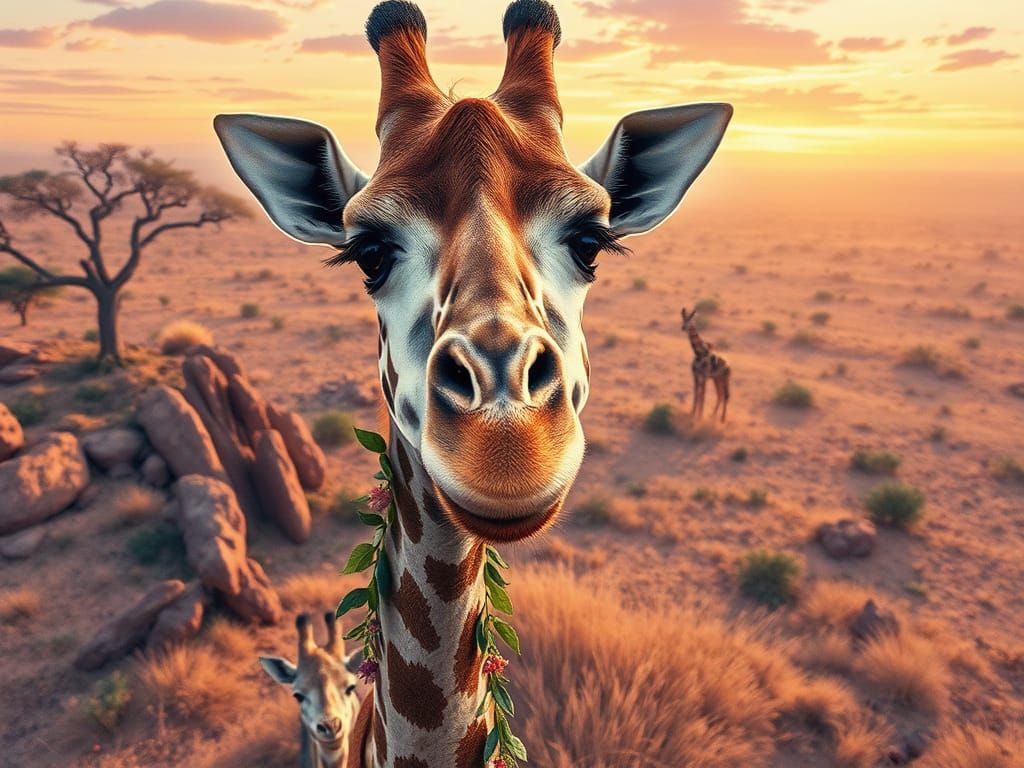 Whimsical Giraffe Portrait in Watercolor Style