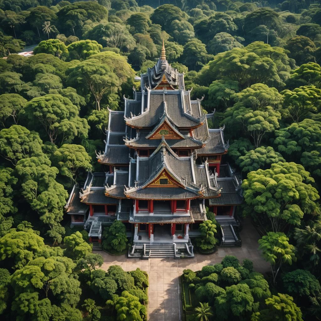 Vietnamese Buddhist Temple in Lush Landscape