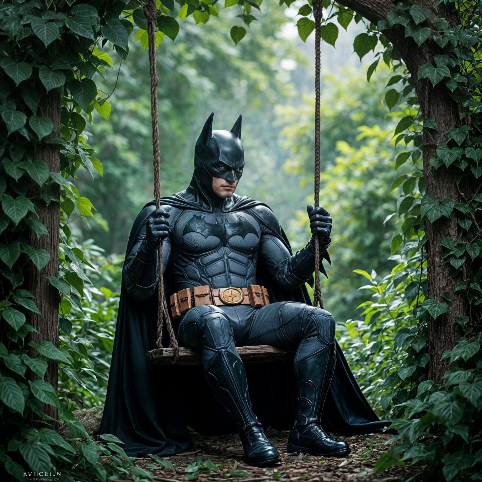 Batman in Secret Garden: A Realistic Portrait