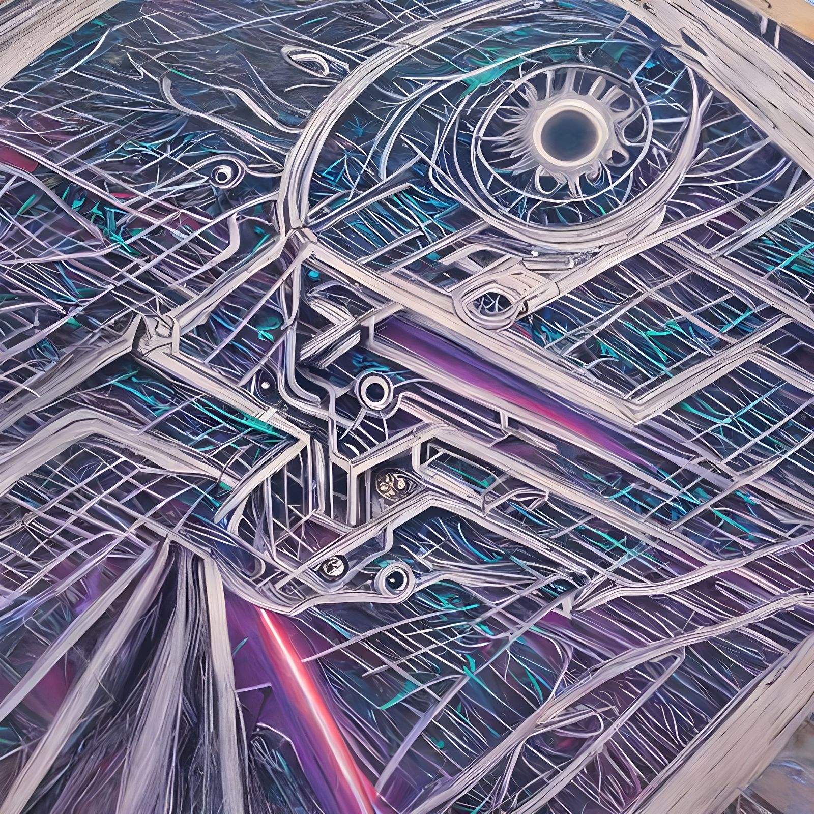 Colorful Futuristic Circuit Board Art
