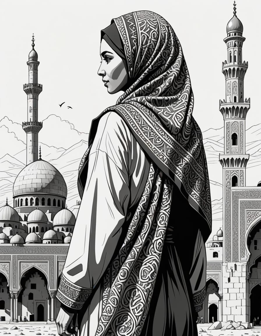 A Young Girl in Traditional Islamic Attire