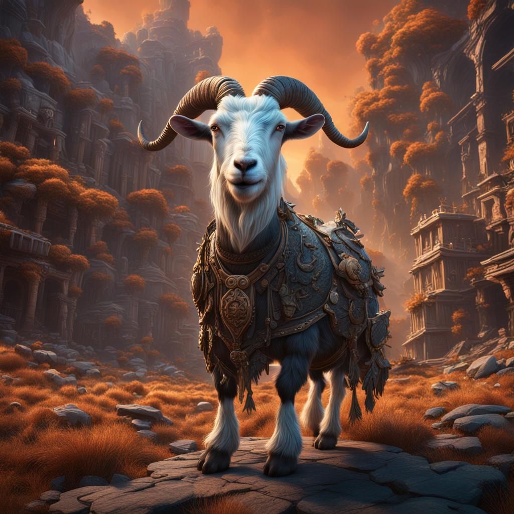 Fantastical Goat in Detailed Matte Painting