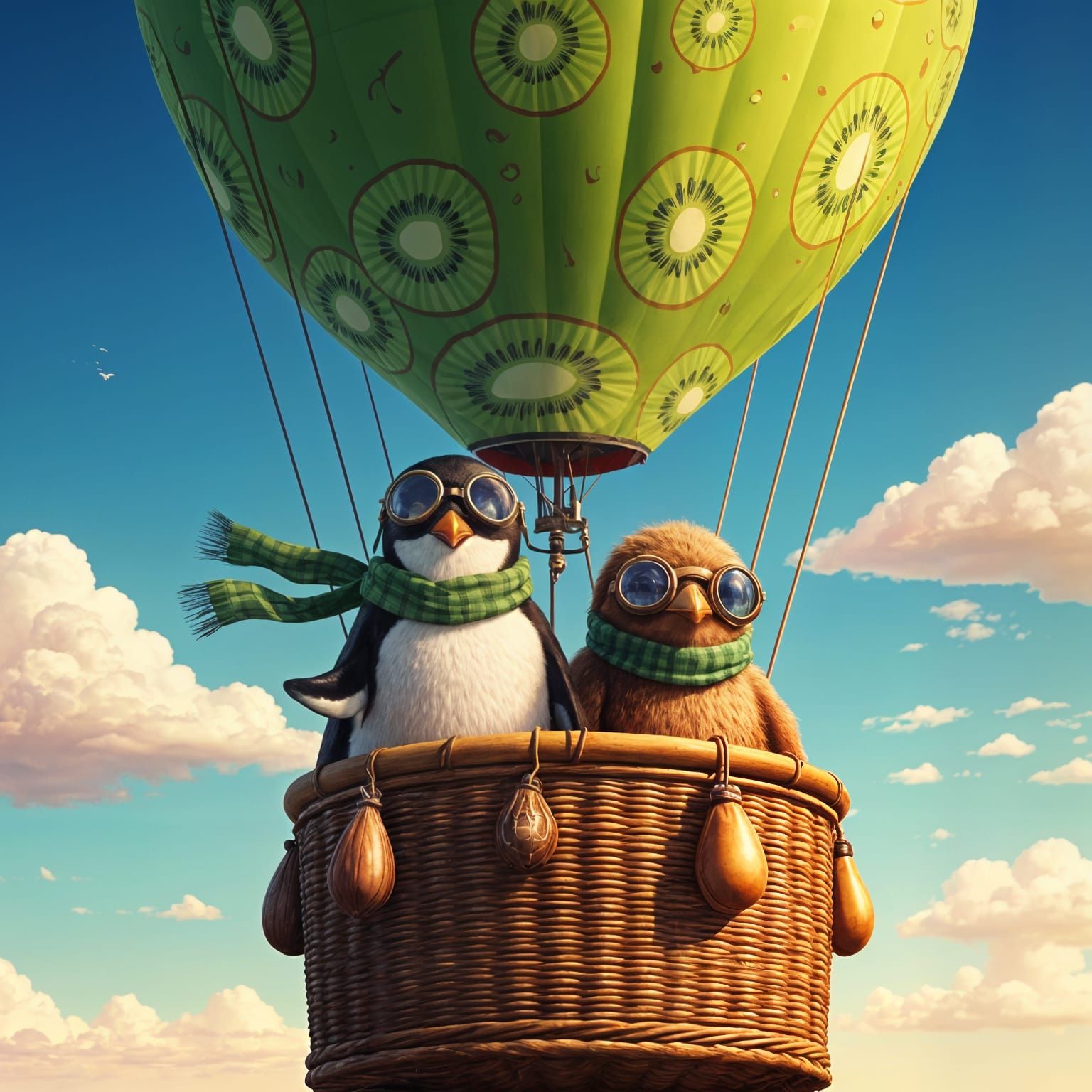 Penguin and Kiwi's Hot Air Balloon Adventure