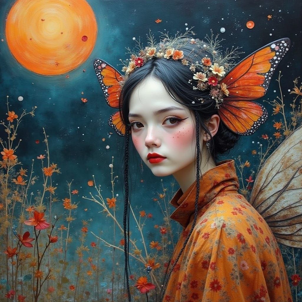 Enchanted Fairy in Whimsical Sunset Scene