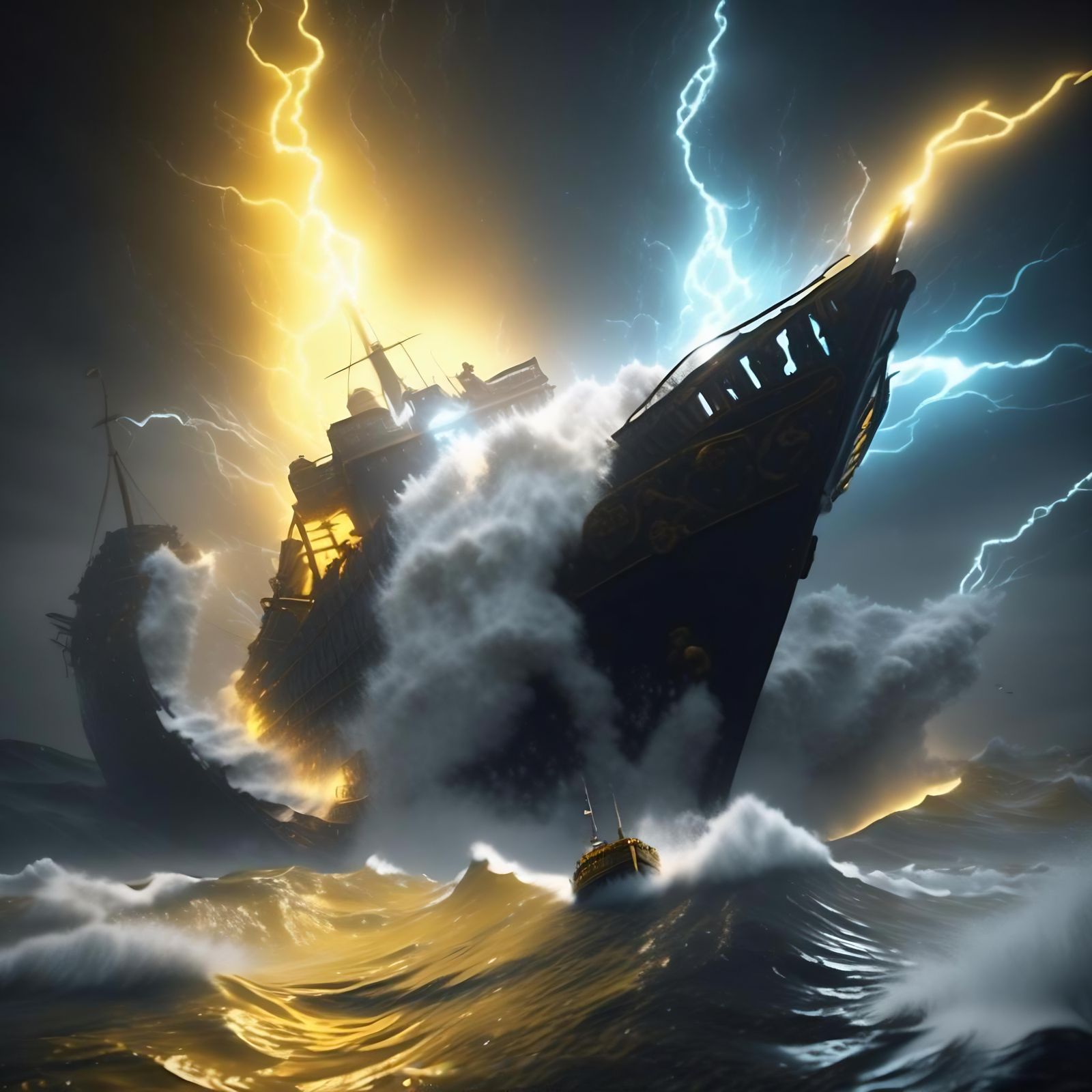 Ocean Liner Submerged by Wave, Turner Style