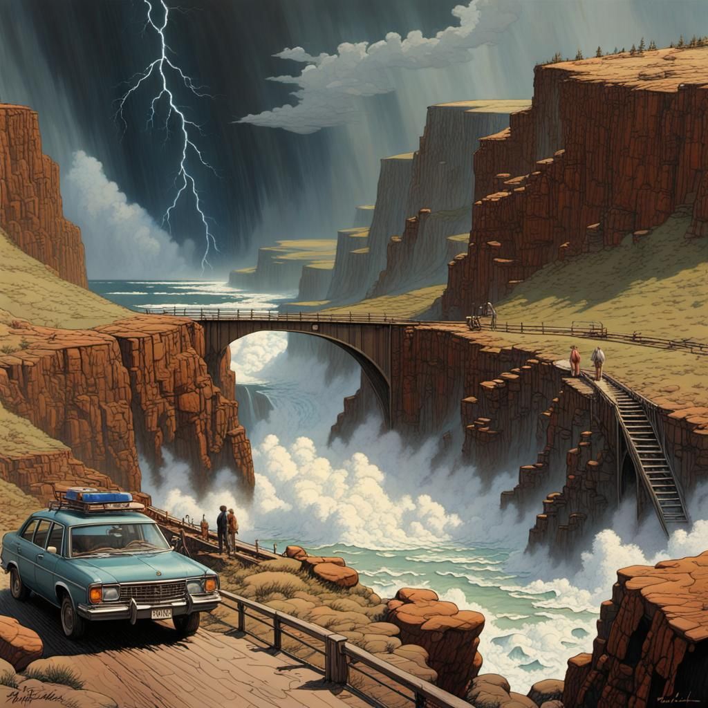 Picturesque Townscape Painting in Hyperrealistic Style