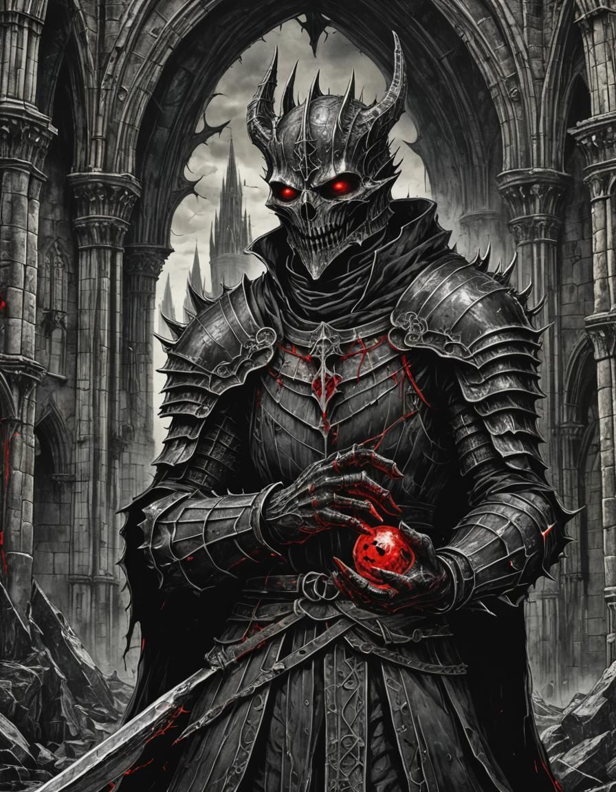 Ancient Soul Demon in Gritty Gothic Landscape