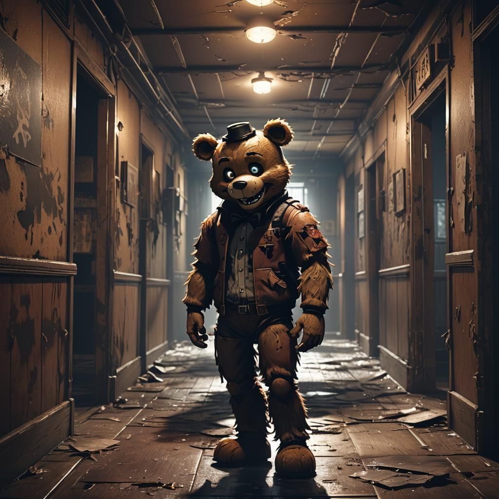 Freddy Fazbear in Abandoned Restaurant: 3D Anime Art