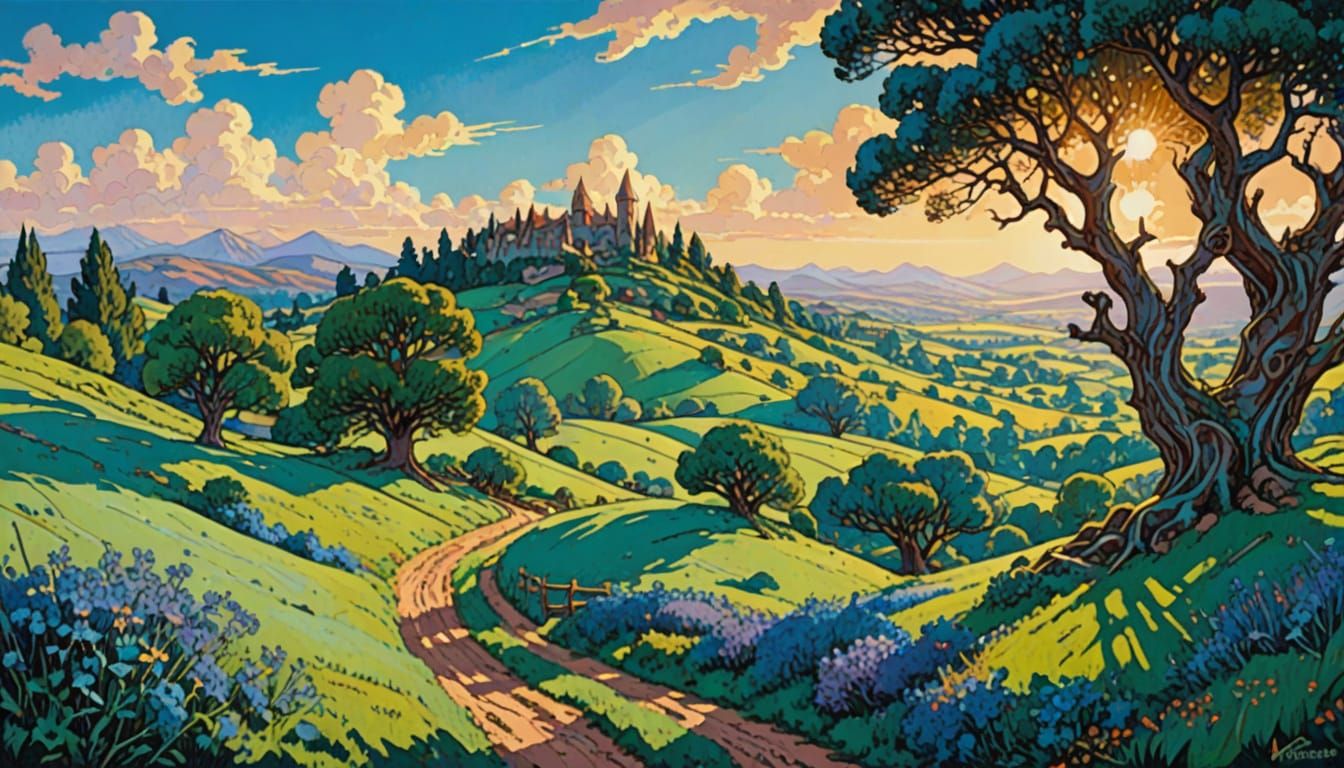 A Bright and Serene Landscape of the Shire