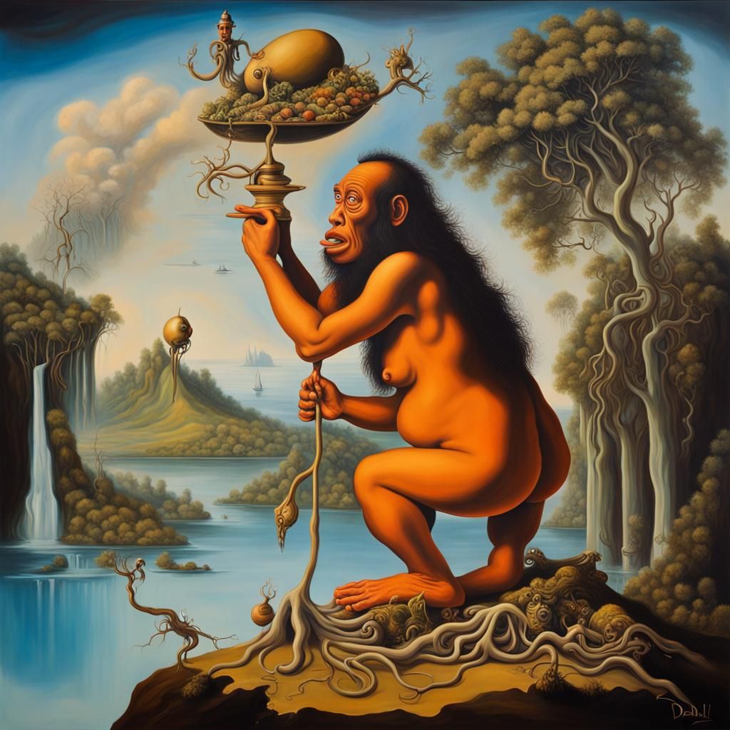 Surreal Portrait of Papua Biak Man in Dali Style