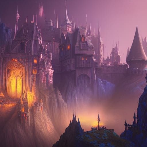 Fantastical Castle of Magic: Detailed Matte Painting
