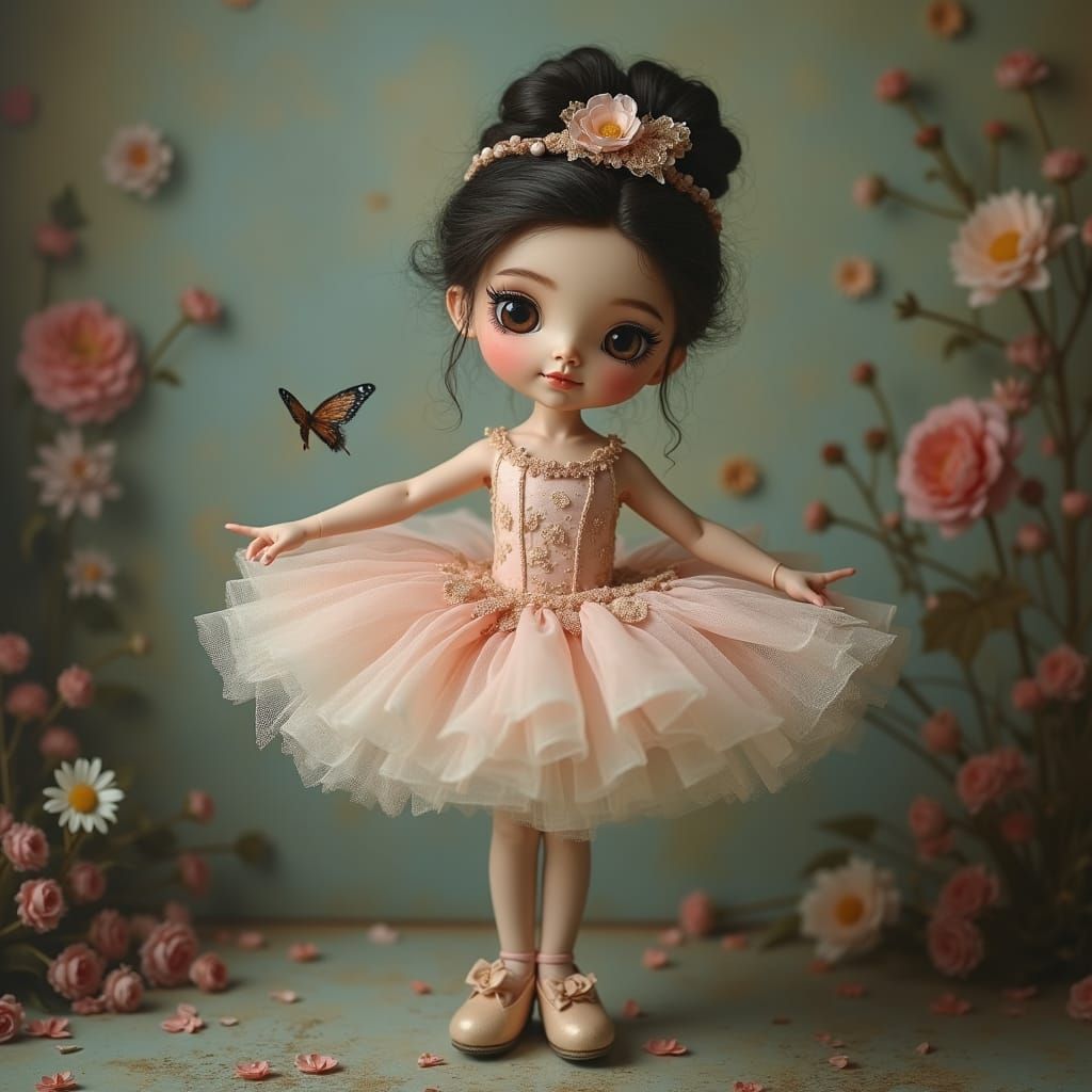 Surreal Ballerina Figure in Lowbrow Art Style