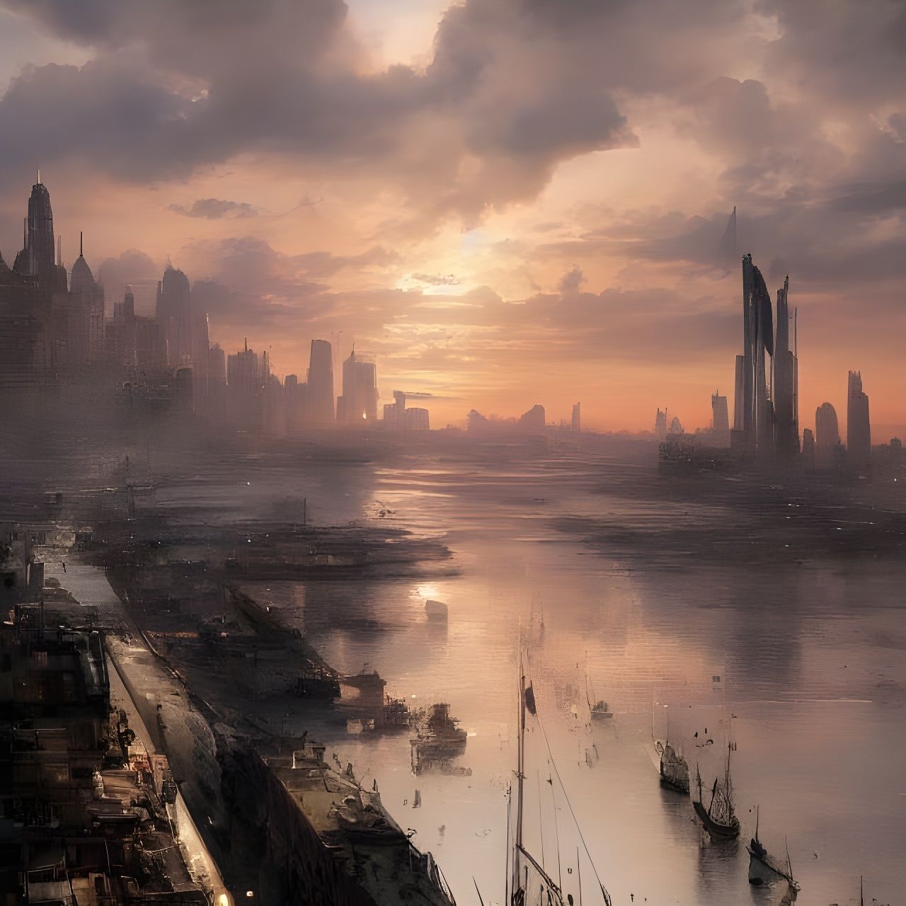 City Sunset Digital Artwork in Epic Scale