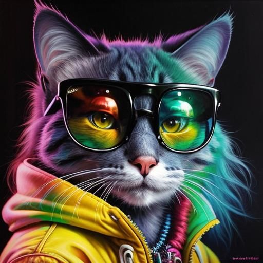 Anthropomorphic Cat in Sunglasses: Crochet Art