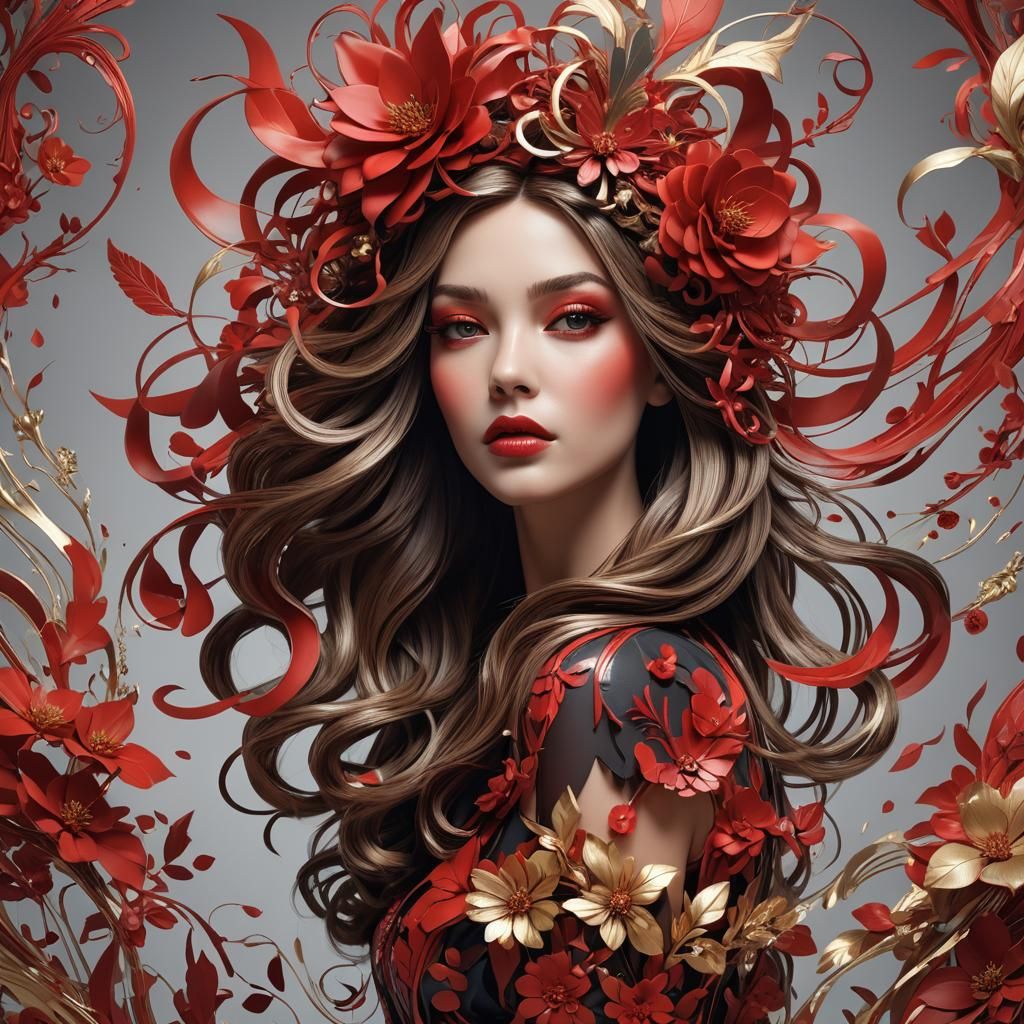 Radiant Woman in Dark Fantasy 3D Render