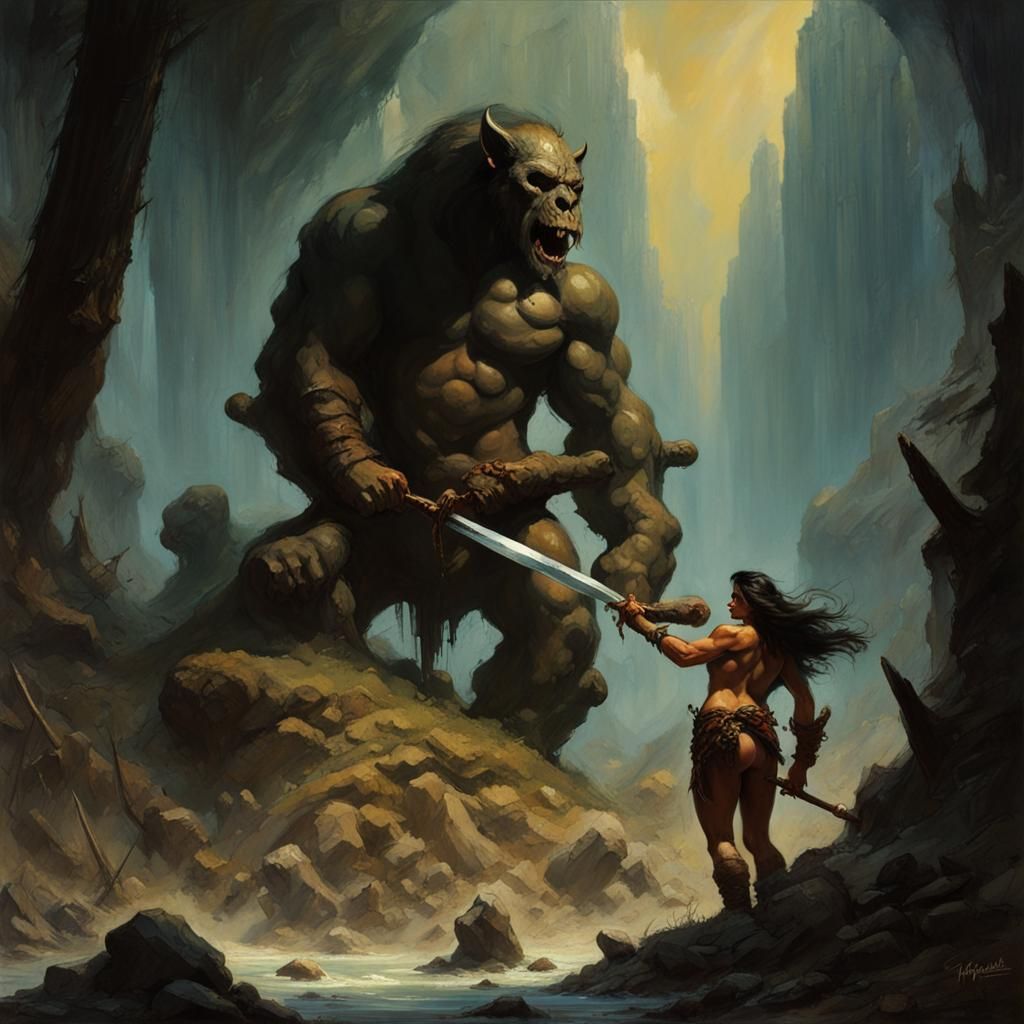 Wild Western World After Cataclysm: Frazetta-Style Art