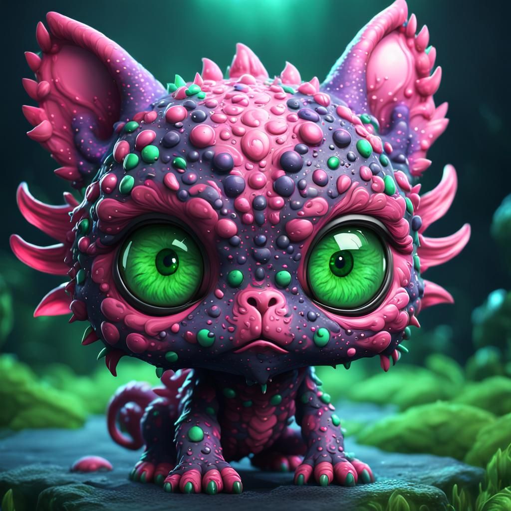 Pink Chibi Creature Concept Art in 8K