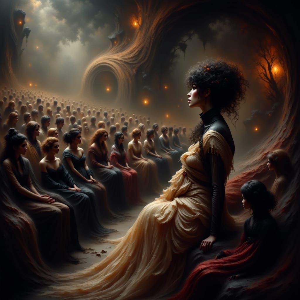 Ethereal Spirit Oversees Gothic Theatre Performance