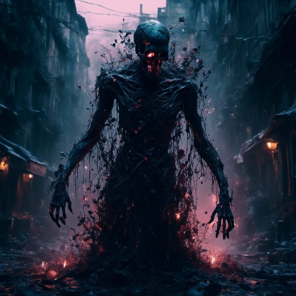 Mist Form Shadow Demon Lurking in Dark Alley