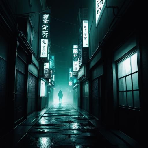 Tokyo Ghoul Inspired Alien in Dimly Lit Alleyway