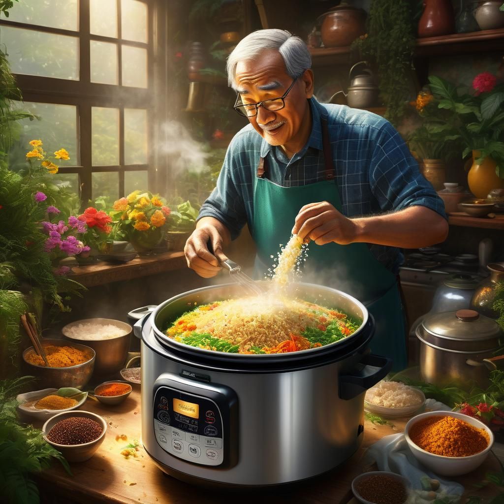 Uncle Roger's Rice Cooker Feast: A Whimsical Illustration