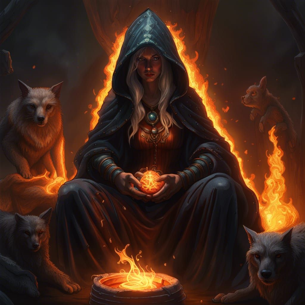 Keeper of the Hearth in Dark Fantasy Style