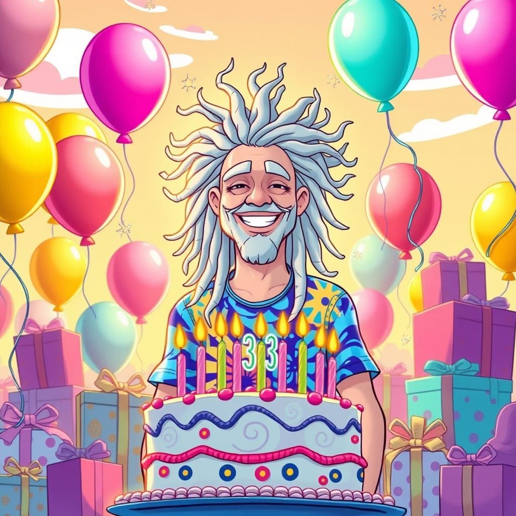 Happy Hippie Celebrates 33rd Birthday in Cartoon Style