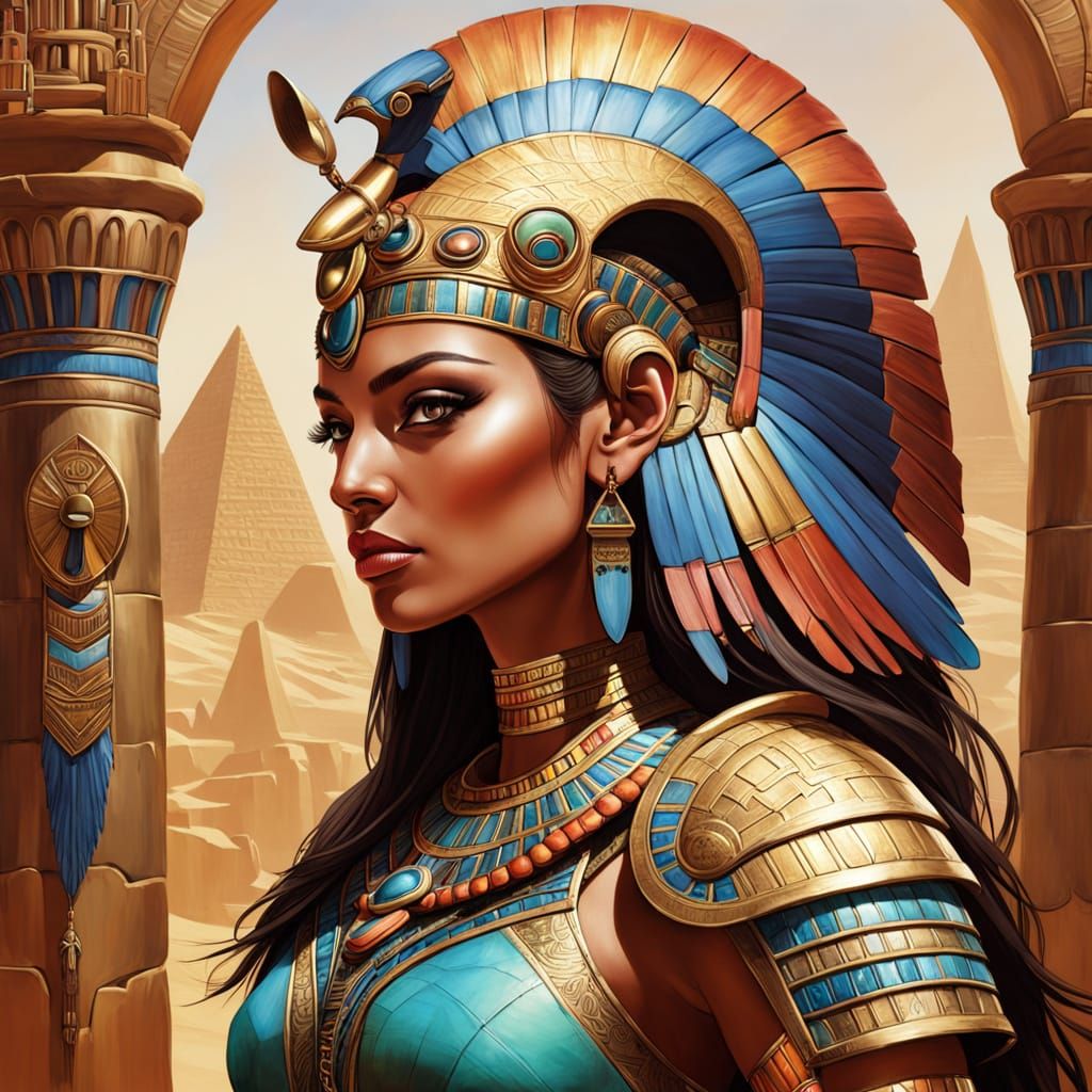 Egyptian Warrior Oil Painting in Fantasy Art Style