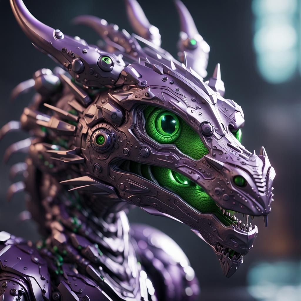 Baby Purple Dragon with Mechanical Details