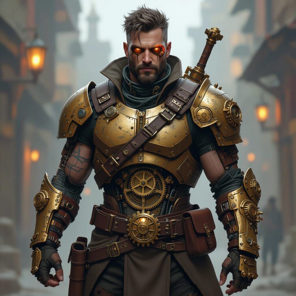 Steampunk Clockwork Adventurer in Detailed Concept Art Style