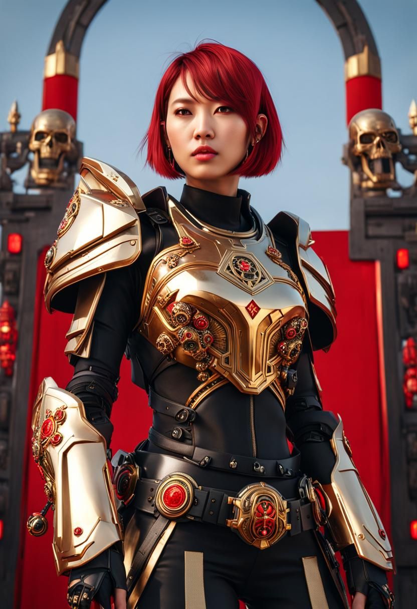 Korean Idol in Cyberpunk Power Armor, 8K Render