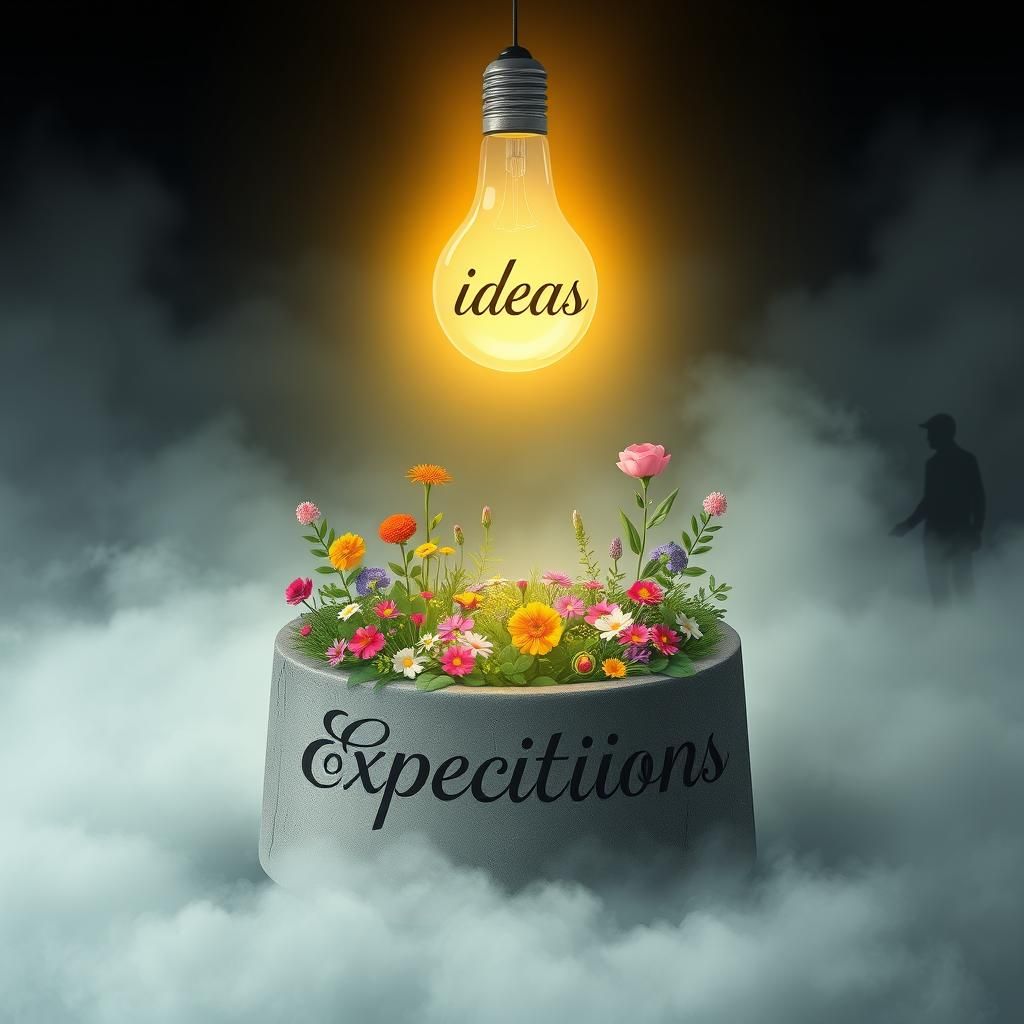 Ideas Lightbulb Illuminating Blooming Reality