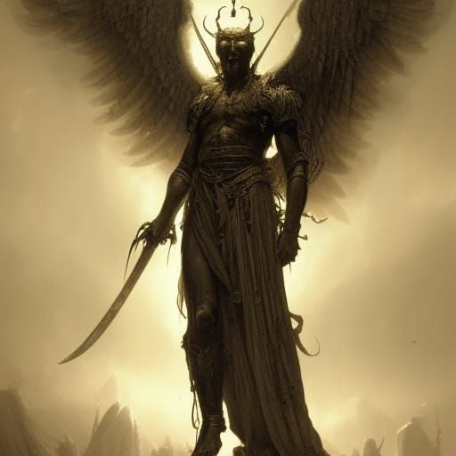 Fallen Angel Knight in Gilded Armor