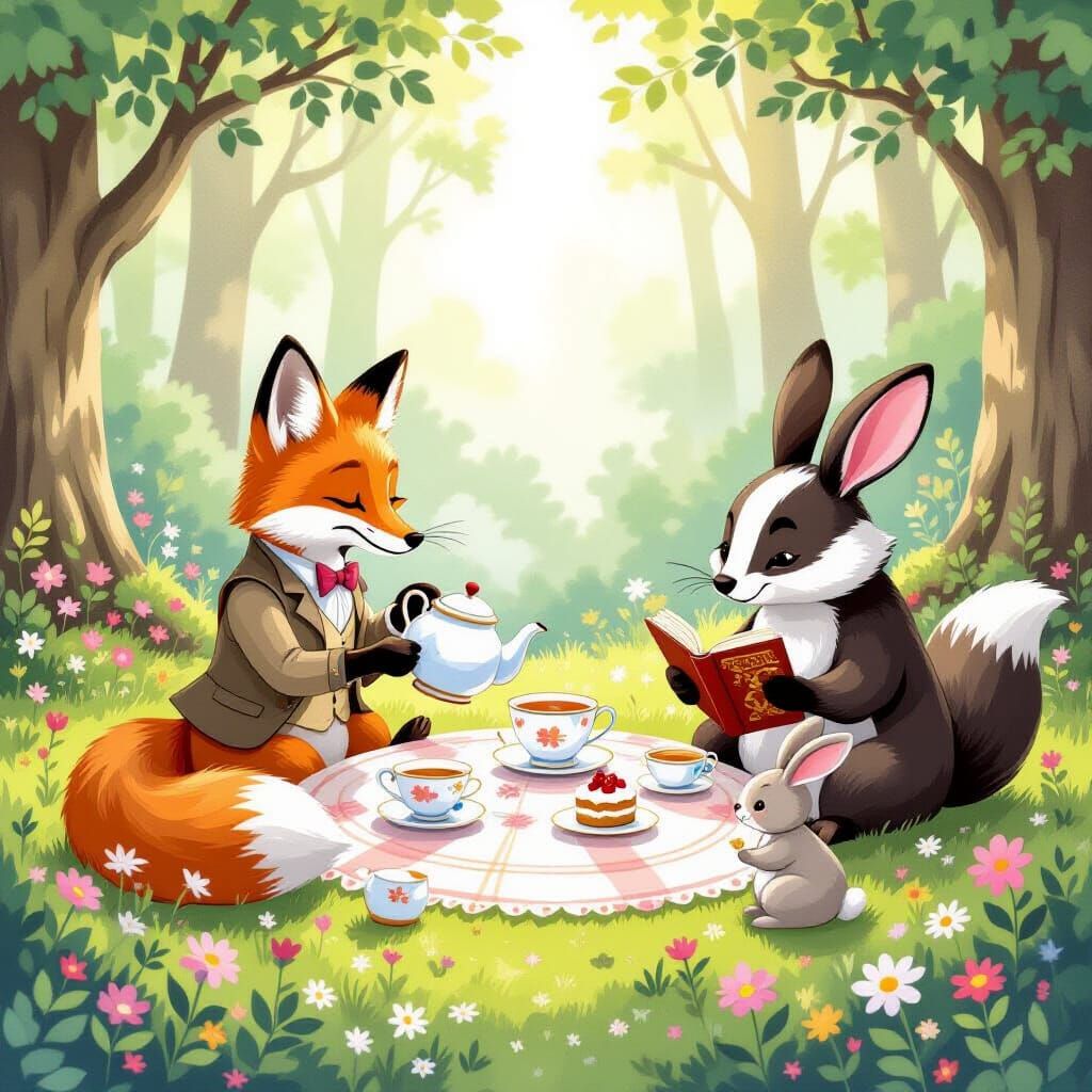 Woodland Creatures Tea Party In Enchanted Forest