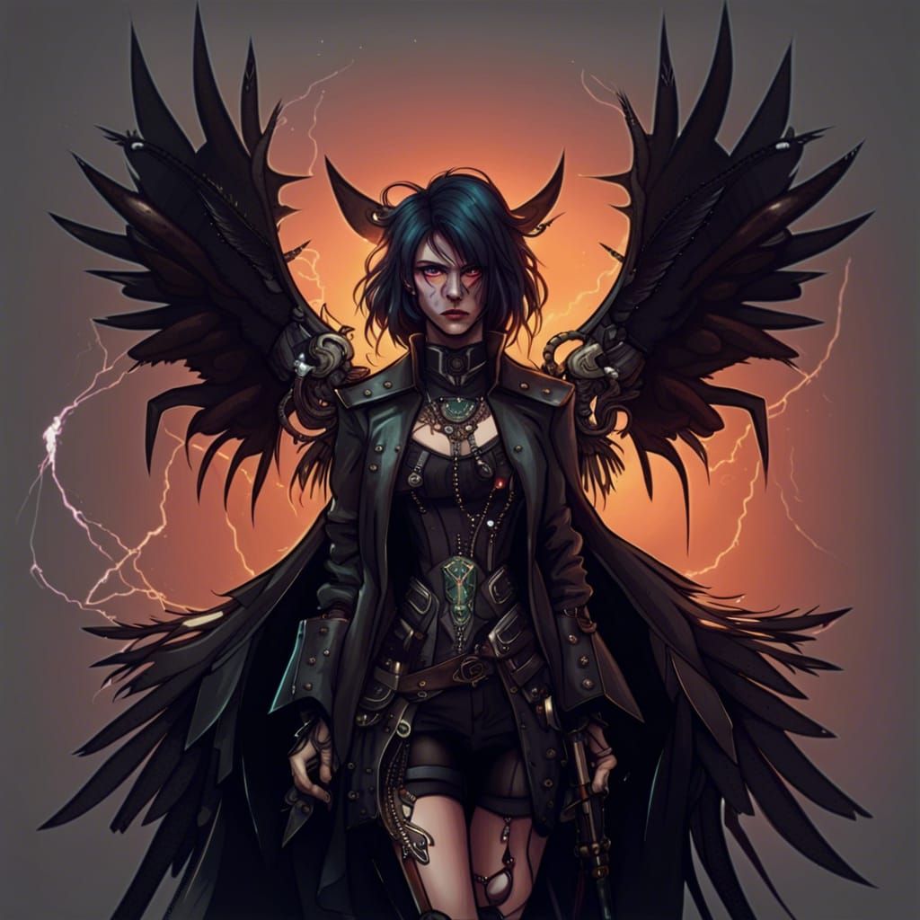 Cyberpunk Demon Angel of Death with Scythe