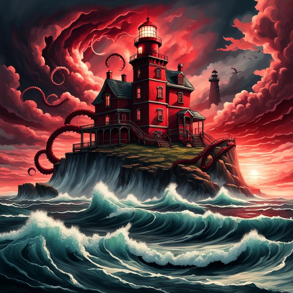 Haunted Lighthouse Under Kraken Attack