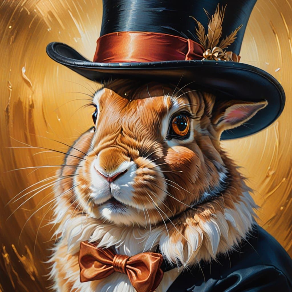 Magician's Rabbit in Impressionistic Oil Painting Style