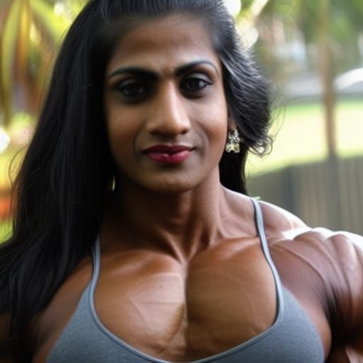 Muscular Indian Woman Bodybuilder with Ripped Physique