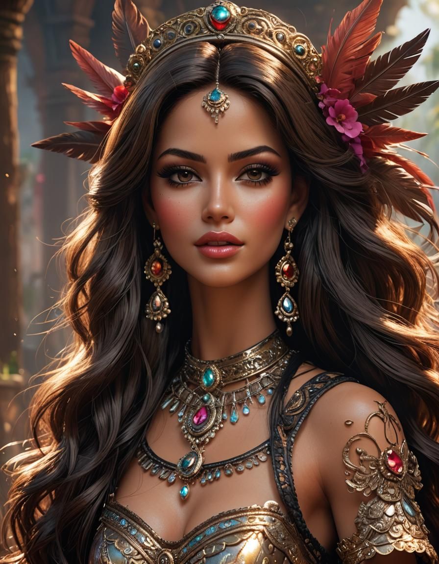 Mexican Barbie Portrait in Hyperdetailed Style