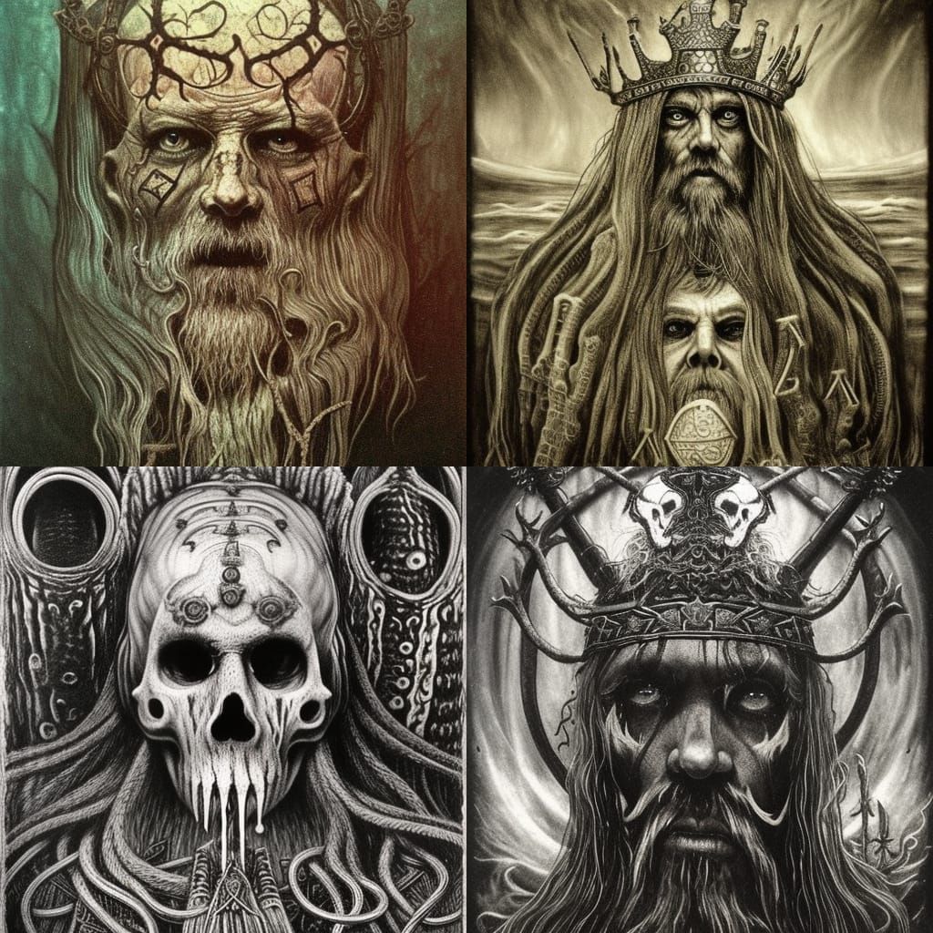 Mystical Underwater King Portrait in Dark Fantasy Style