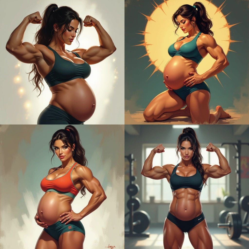 Pregnant Bodybuilder Posing Confidently