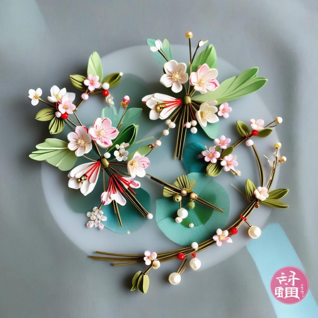 Delicate Origami Cherry Blossom Kanzashi: Japanese Hair Art