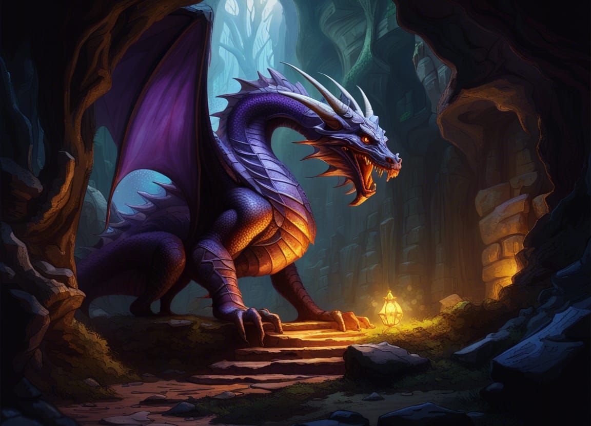 Dragon Lair with Treasure in Fantasy Style