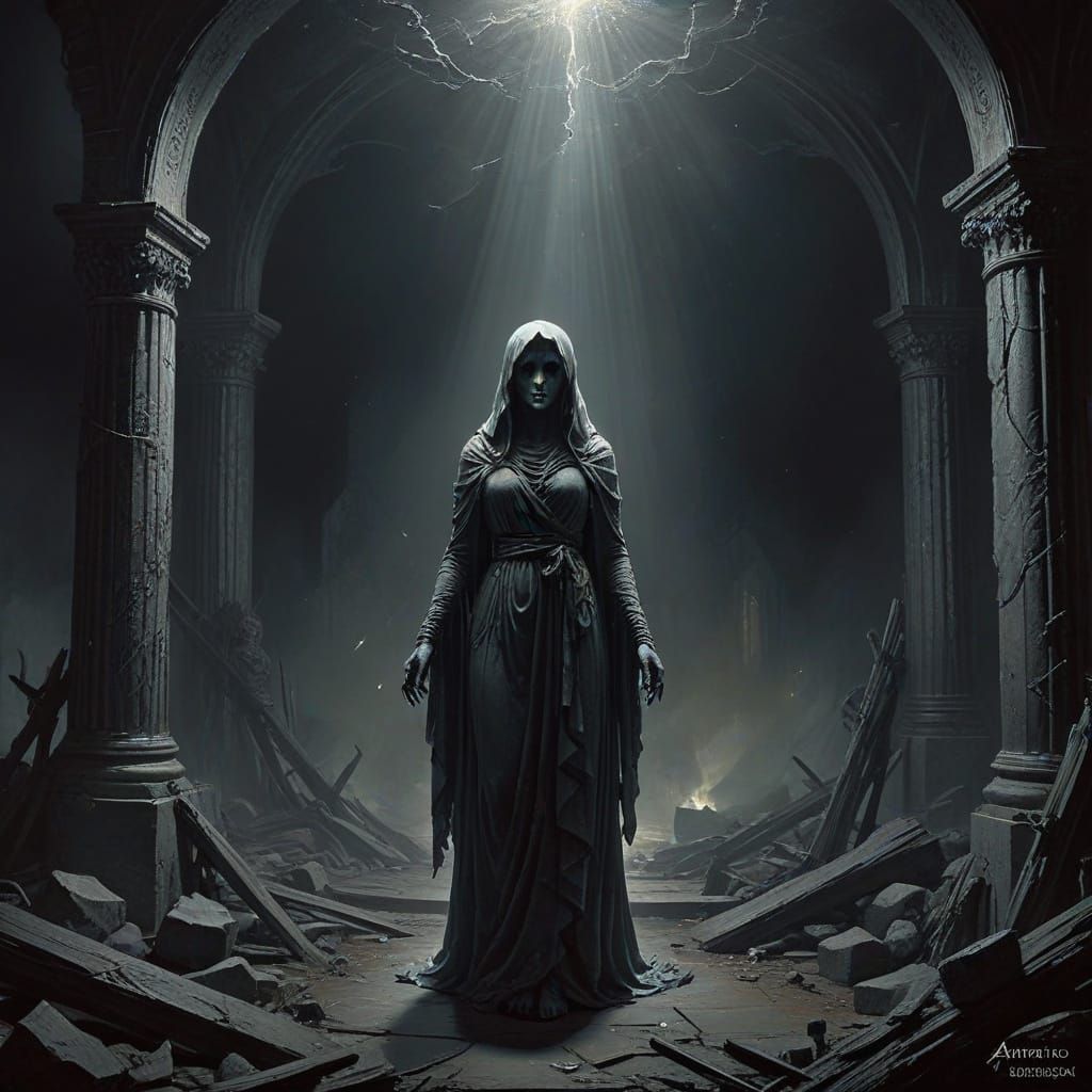 Apparition Annie Horror Art in Gustave Doré Style