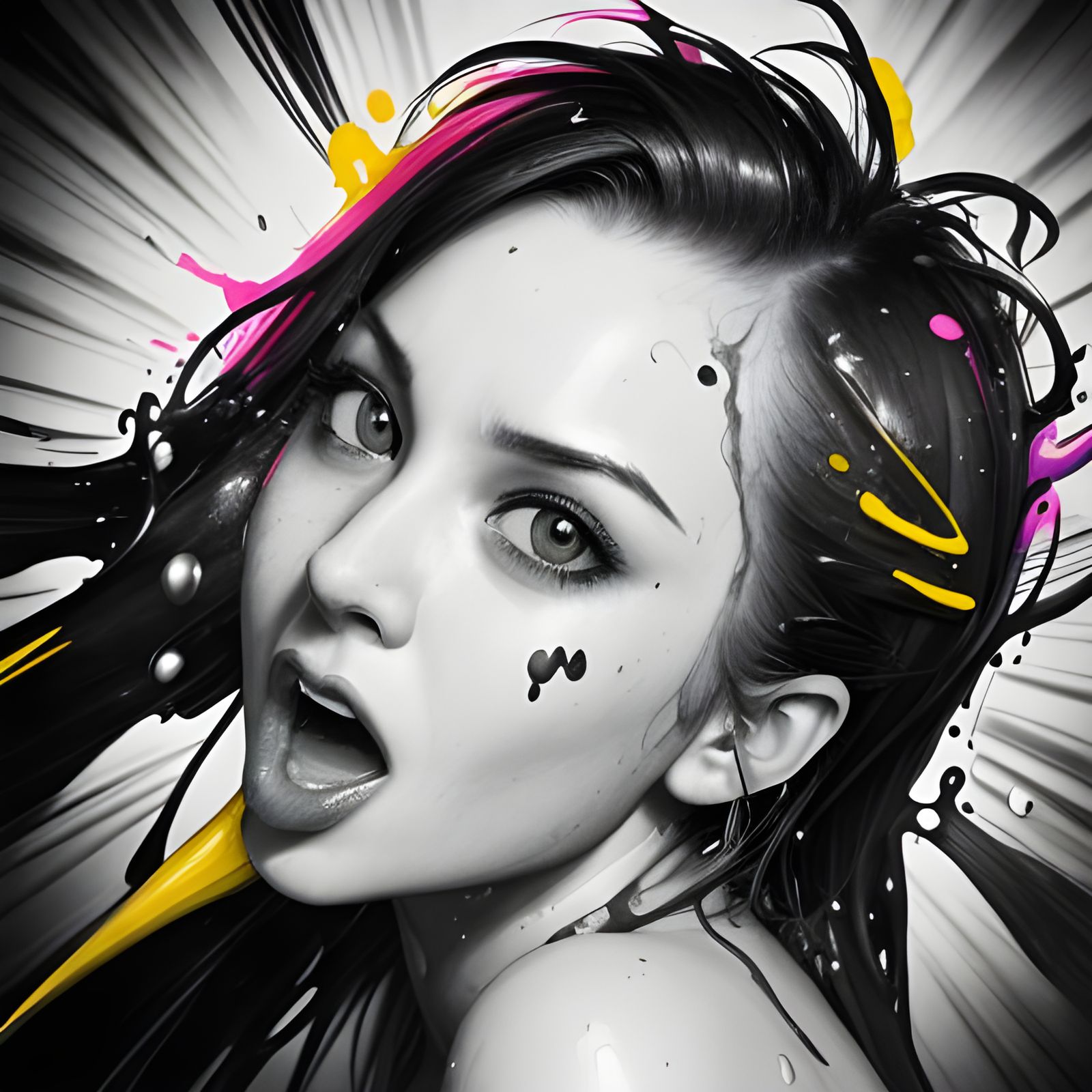 Hyperrealistic Banana Shocked in a Colorful World