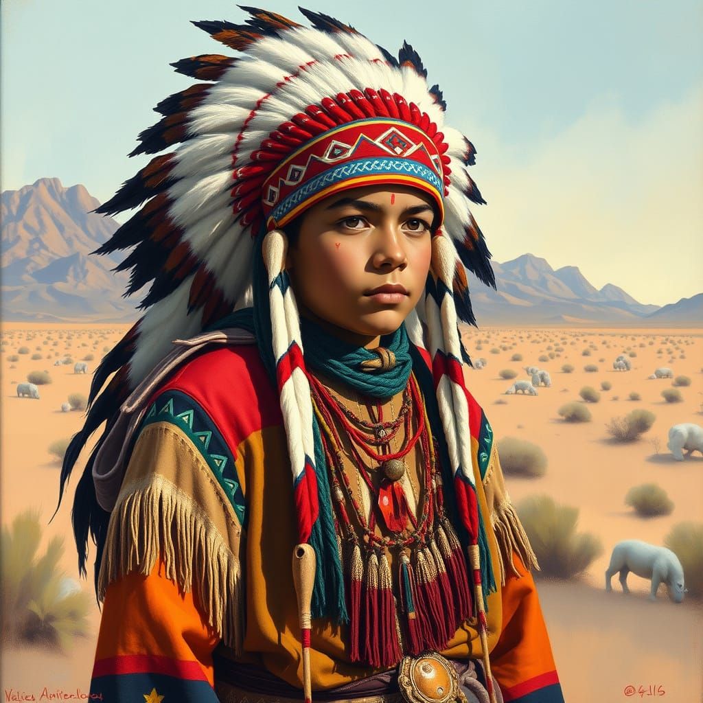 Navajo Two-Spirit Boy in Traditional Regalia