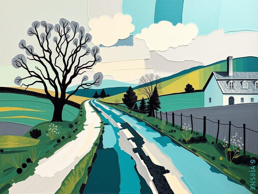 Mondrianesque Abstraction of a Country Lane