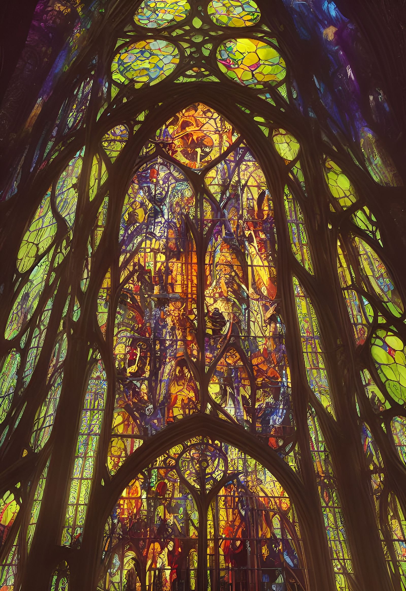 Gothic Cathedral Stained Glass Window of Death