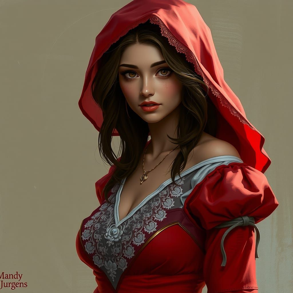 Woman in Red Dress: Fantasy Character Portrait